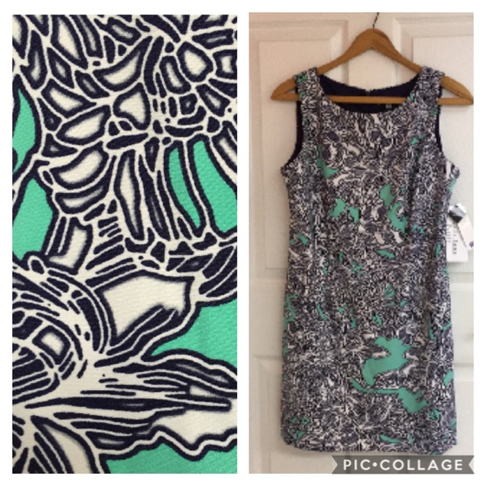 Amanda Lane Shift Dress sleeveless NEW white black green womens Size 12P